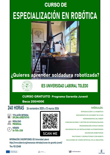 CURSO GARANTÍA JUVENIL 25/26: «ESPECIALIZACIÓN EN ROBÓTICA»